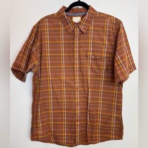 Horny Toad Men's rust burnt orange Plaid Button Down Shirt size large organic